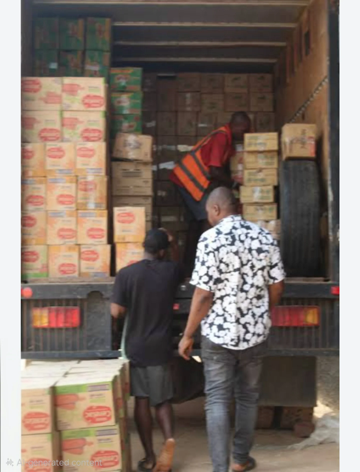 Loaded delivery truck leaving the Dolat Multi Enterprises depot for a retailer run