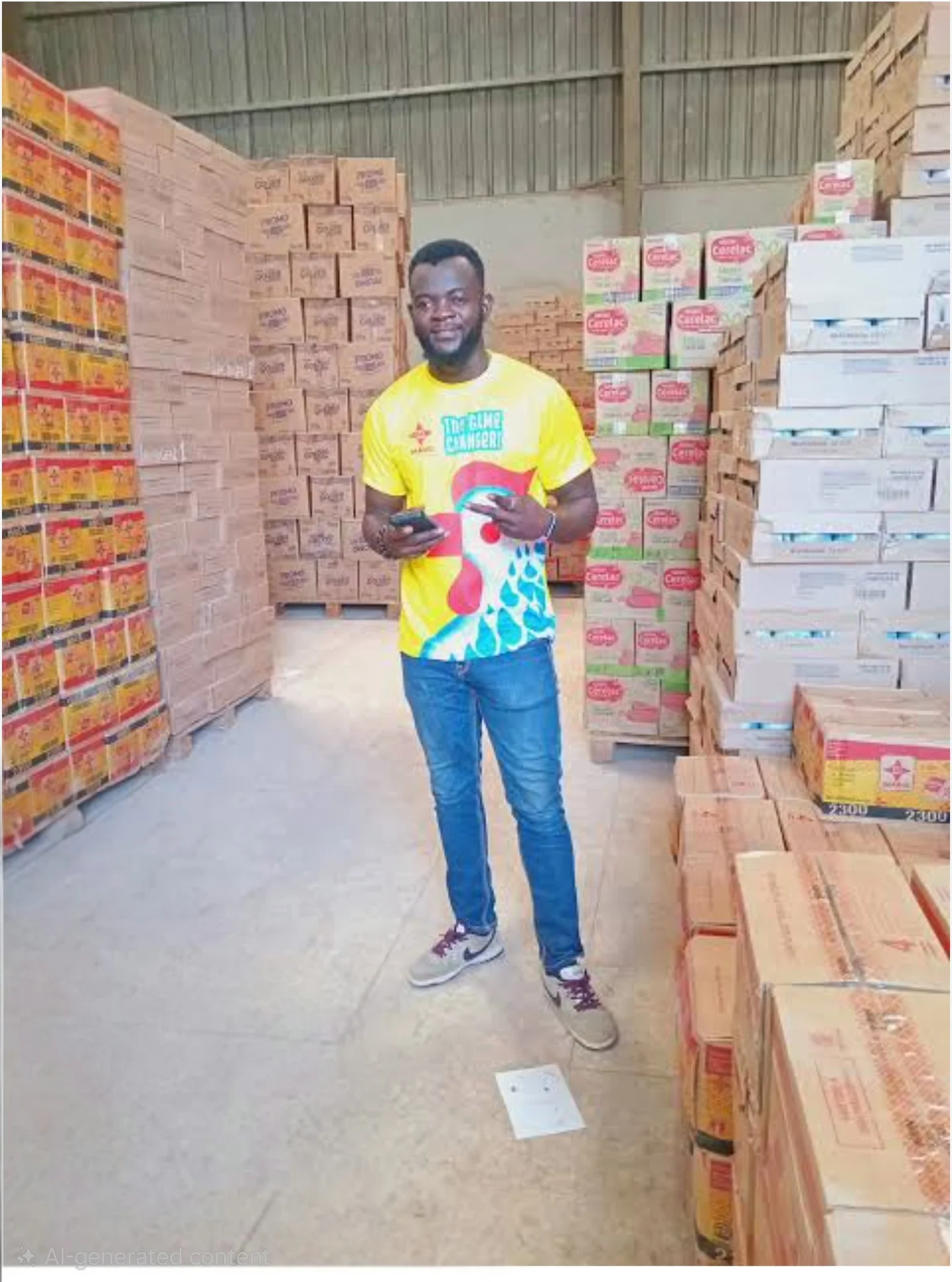 Stacked cartons of stock in the Dolat Multi Enterprises distribution warehouse